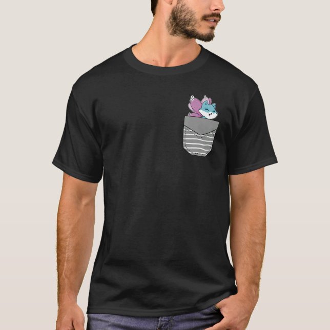 Cute Fairy Cat In Pocket T-Shirt (Front)