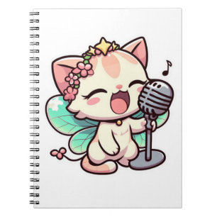 Cute fairy cat singing  notebook