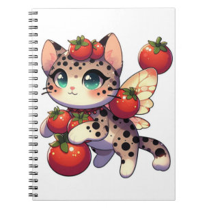Cute fairy cat with tomatoes notebook