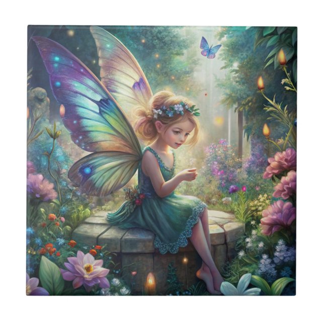 Cute Fairy  Ceramic Tile (Front)