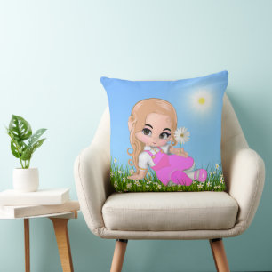 Cute Fairy & Daisy Flowers  Cushion