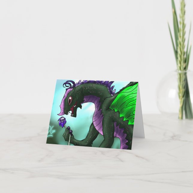 Cute Fairy Dragon Folded Greeting Card (Front)