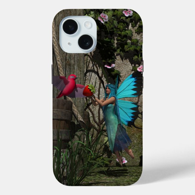 Cute Fairy Feeding a Bird Case-Mate iPhone Case (Back)