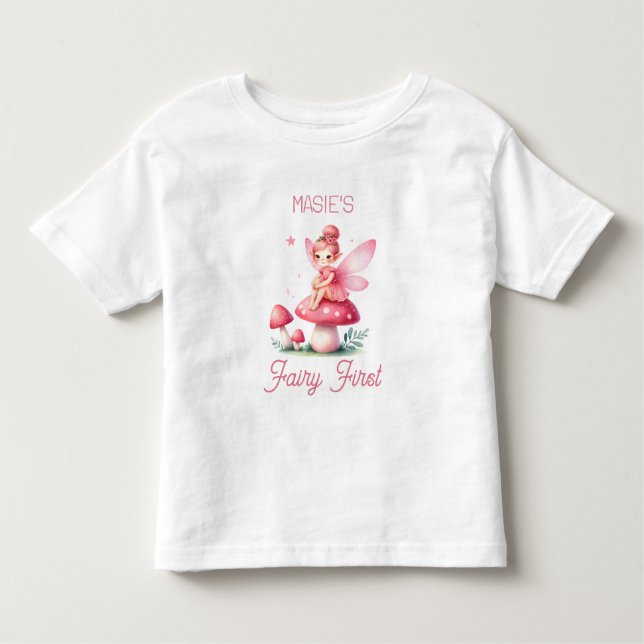 Cute "Fairy First" First Birthday Milestone  Toddler T-Shirt (Front)