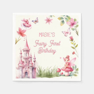Cute Fairy First Wildflower Birthday  Napkin