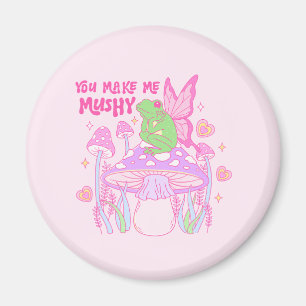 Cute Fairy Frog and Mushroom - You Make Me Mushy Magnet