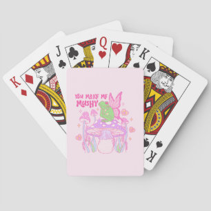 Cute Fairy Frog and Mushroom - You Make Me Mushy Playing Cards