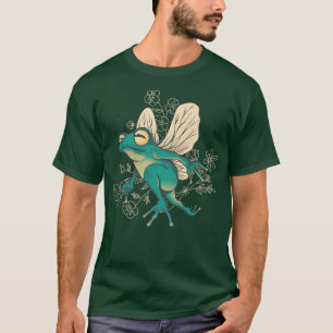 Cute Fairy Frog with Wings and Floral ElementsT-Sh T-Shirt