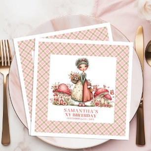 Cute Fairy Garden Birthday Pink Floral Party Napkin