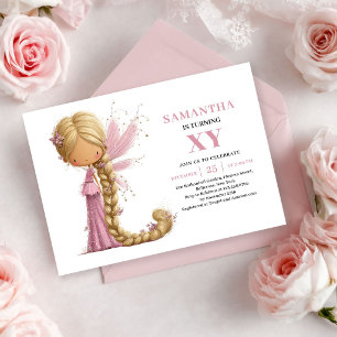 Cute Fairy Girl 2nd Birthday Blush Pink invitation