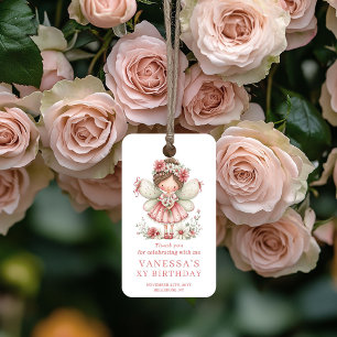 Cute Fairy Girl 2nd Birthday Floral Pink Favor Tag
