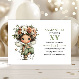 Cute Fairy Girl 2nd Birthday Greenery Floral  Invitation