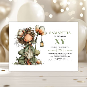 Cute Fairy Girl 2nd Birthday Pastel Green Invite