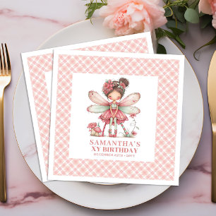 Cute Fairy Girl 2nd Birthday Pink Flowers napkins