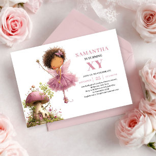 Cute Fairy Girl 2nd Birthday Rose Gold Floral   Invitation
