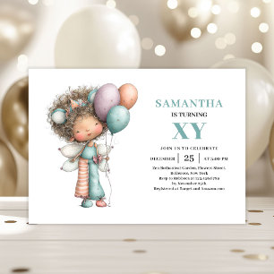 Cute Fairy Girl 3rd Birthday Whimsical Pastel  Invitation