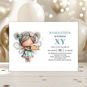 Cute Fairy Girl 6th Birthday Magical Whimsy invite