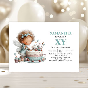 Cute Fairy Girl 6th Birthday Whimsical Pastel  Invitation