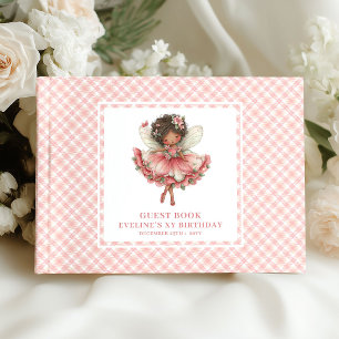 Cute Fairy Girl Birthday Floral Pink Guest book