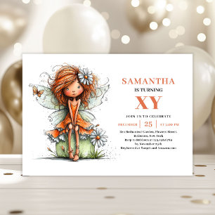Cute Fairy Girl Birthday Magical Floral invitation
