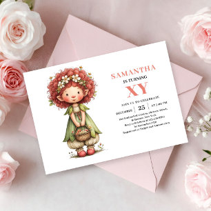 Cute Fairy Girl Birthday Magical Floral Pink Invitation