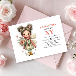 Cute Fairy Girl Birthday Pastel Pink Magic invite