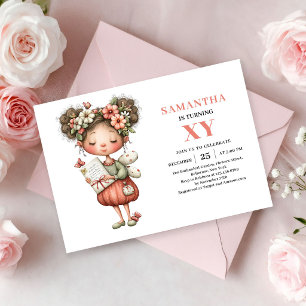 Cute Fairy Girl Birthday Whimsy Pink invitation