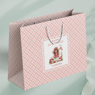 Cute Fairy Girl Blush Floral Birthday Gift Bags