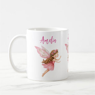 Cute Fairy Girl in a Pink Dress Whimsical Coffee Mug