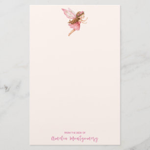 Cute Fairy Girl in a Pink Dress Whimsical Stationery