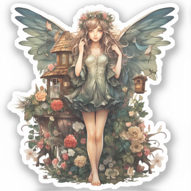 Cute Fairy Girl in Floral Garden (Front)