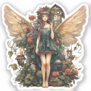 Cute Fairy Girl in Floral Garden