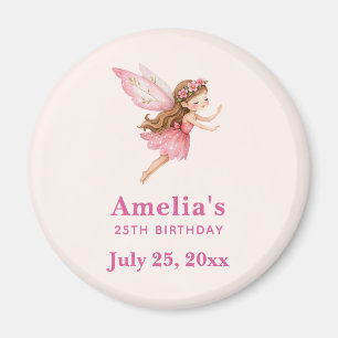 Cute Fairy Girl in Pink Dress Birthday Party Date Magnet