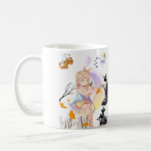Cute Fairy Girl with Butterfly & Deer Ceramic Coff Coffee Mug