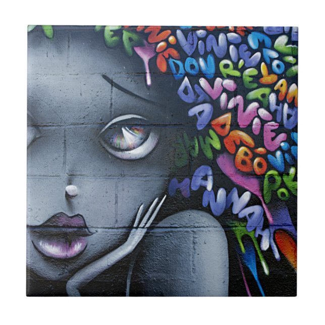 Cute Fairy Graffiti Ceramic Tile (Front)