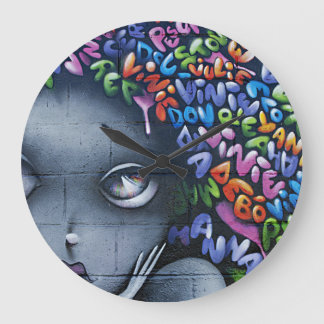 Cute Fairy Graffiti Large Clock