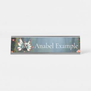Cute Fairy Guardian in Magical Forest Desk Name Plate