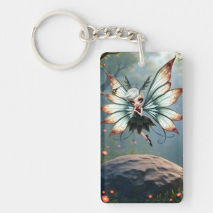 Cute Fairy Guardian in Magical Forest Key Ring