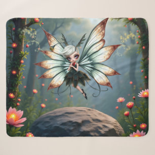 Cute Fairy Guardian in Magical Forest Sherpa Blanket