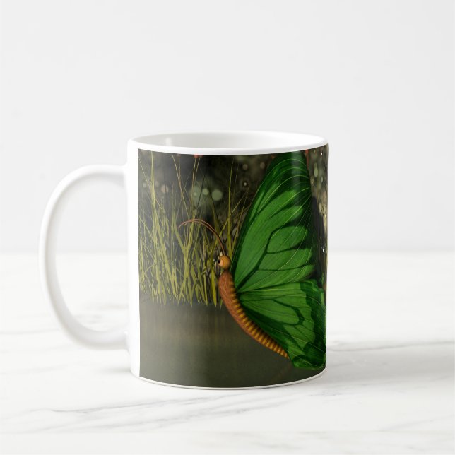 Cute Fairy in Boat with Fireflies Coffee Mug (Left)