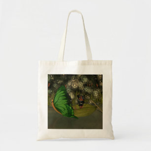 Cute Fairy in Boat with Fireflies Tote Bag
