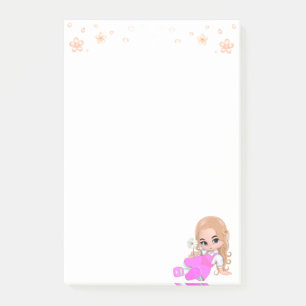 Cute Fairy in Pink on White Post-it Notes