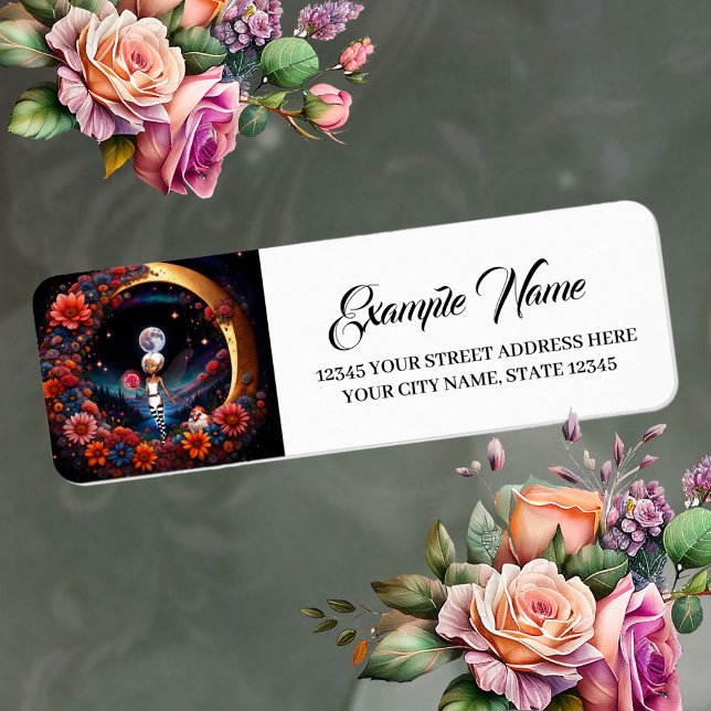 Cute fairy in the moon light. return address label (Moon light)