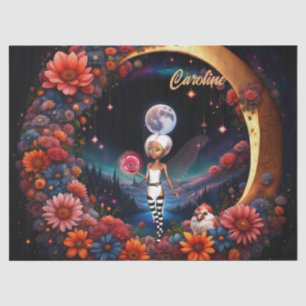 Cute fairy in the moon light. tissue paper