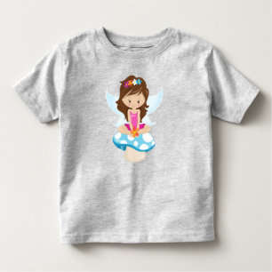 Cute Fairy, Magic Fairy, Brown Hair, Mushroom Toddler T-Shirt