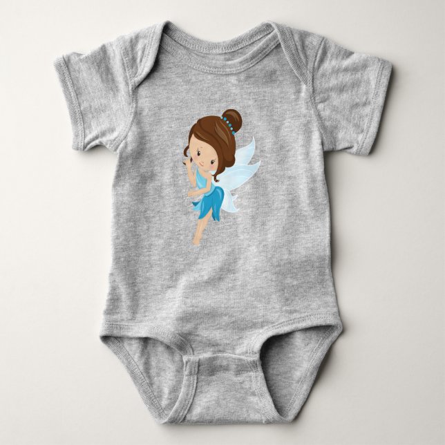 Cute Fairy, Magic Fairy, Forest Fairy, Brown Hair Baby Bodysuit (Front)