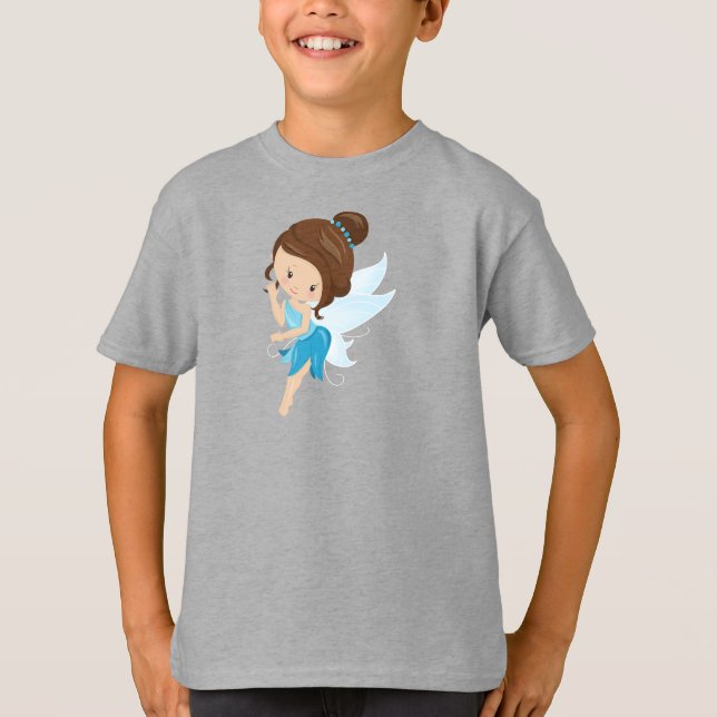 Cute Fairy, Magic Fairy, Forest Fairy, Brown Hair T-Shirt (Front)