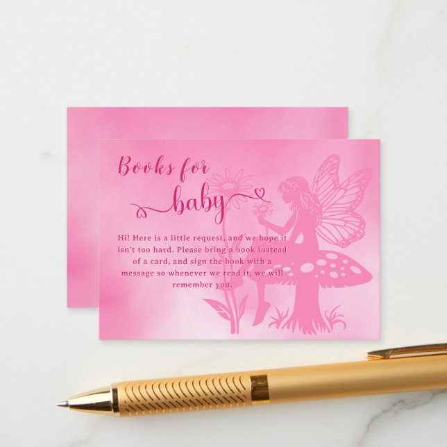 Cute Fairy Mushroom and Flower Baby Shower Enclosure Card (Front/Back In Situ)