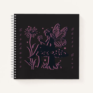 Cute Fairy Mushroom and Flower Chill Girl Notebook