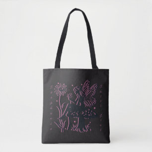 Cute Fairy Mushroom and Flower Chill Girl Tote Bag
